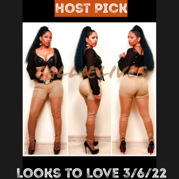 Contrast Vegan leather look jeggings - Picture 3 of 4